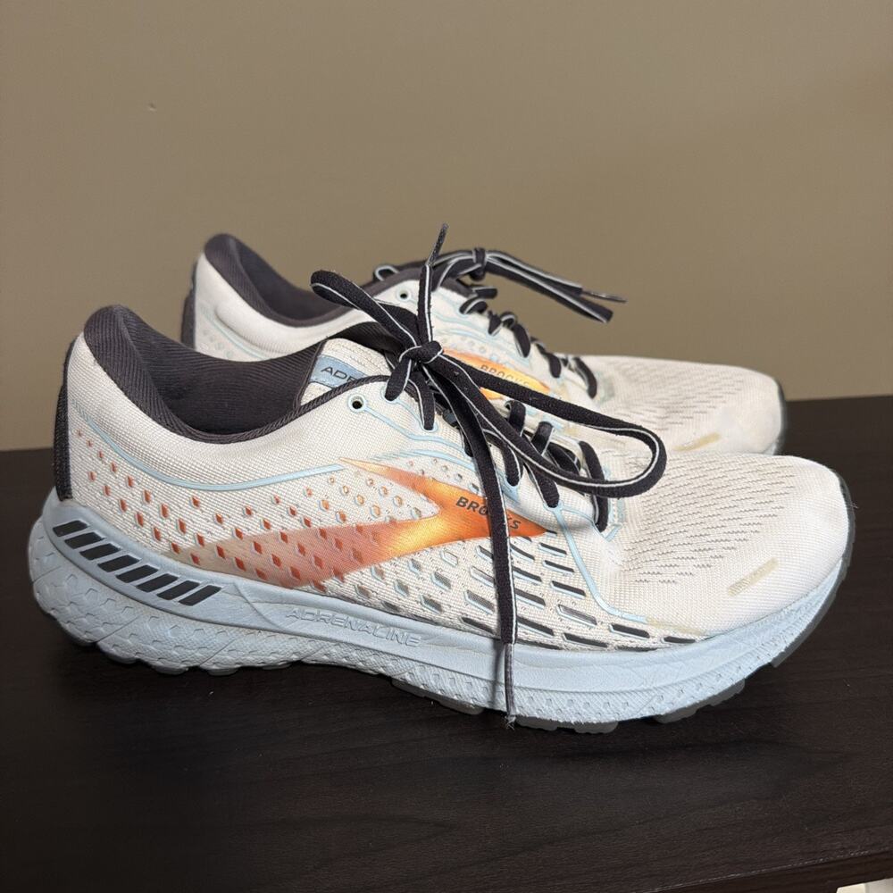 Brooks Adrenaline GTS 21 Womens 9 Running Shoes White Copper Blue need insoles